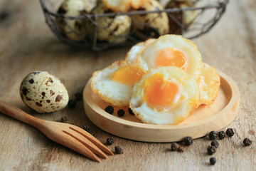A lot fried quail eggs