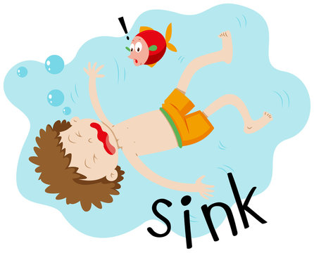 Little boy underwater sinking