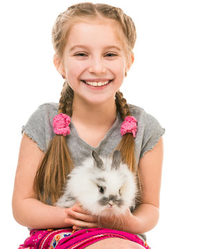 little girl with a rabbit 