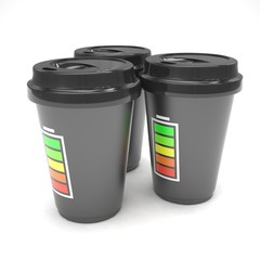 Three paper coffee cups