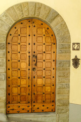Antique wooden door in old city
