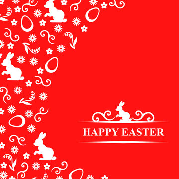 Easter congratulatory card on red background