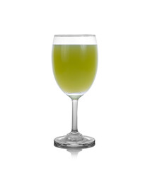 Guava juice in glass on white background