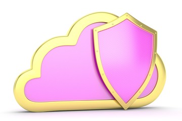 cloud and shield, cloud security concept