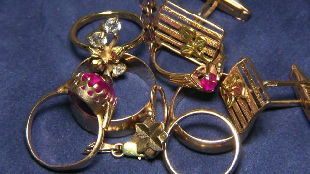 Gold jewelry, close-up