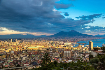 Napoli  and mount Vesuvius in  Italy