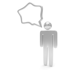 3d man with talk bubbles isolated over a white background