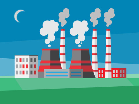 Power plant flat illustration
