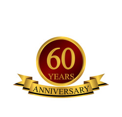 60 anniversary with red golden ring and ribbon