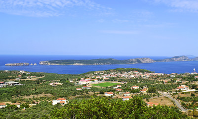 Fototapeta na wymiar landscape of Navarino bay in Messinia Peloponnese Greece