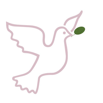Dove with green leaf illustration.