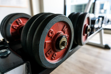 Obraz na płótnie Canvas Dumbbells weight Training Equipment