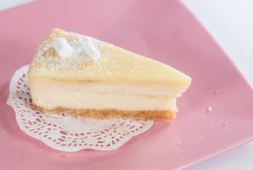 Delicious cheesecake on plate (shallow DOF)