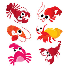 Cartoon Crustacean Family
