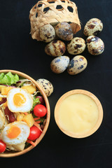 salad vegetable quail eggs