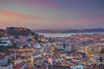 Fototapeta na wymiar Lisbon. Image of Lisbon, Portugal during dramatic sunrise.