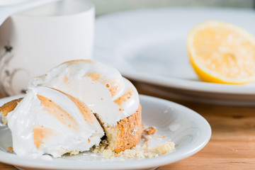 a piece of cake with a lemon (shallow DOF)
