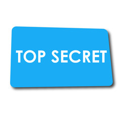 Icono plano TOP SECRET en rectangulo azul con sombra