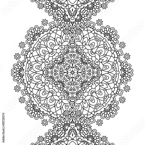 Seamless Borders Vector Set In Doodle Style Floral Ornate Decorative Tribal Christmas Design Elements Black And White Background Tree