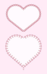 Pair of calligraphic outlined  heart-shape frames with full edit