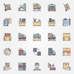 Moving colorful icons set