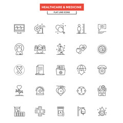 Flat Line Color Icons- Healthcare and Medicine