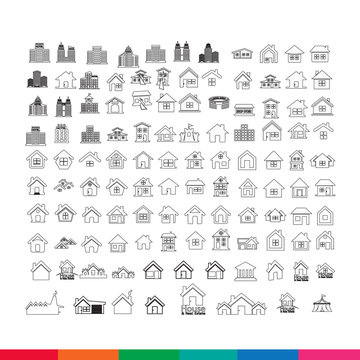 Building Real estate Home icons set Illustration design