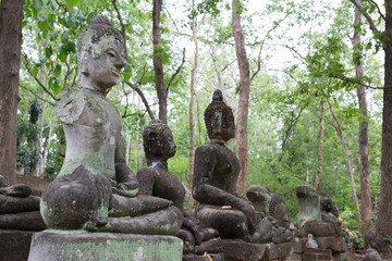 buddha statue in wat umong, chiang mai, travel thai temple