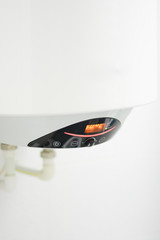Close-up of a residential hot water heater