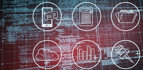 Composite image of blue matrix and codes