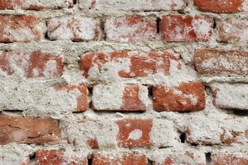 close up old red brick wall background and texture, grunge architecture pattern