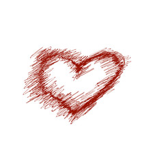 Hand-drawn painted red heart, vector element for your design