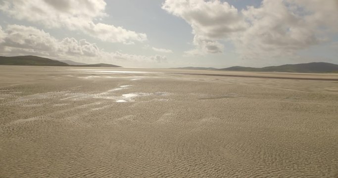 Stunning aerial shot of Luskentyre beach on the west coast of the Isle of Harris, Scotland
