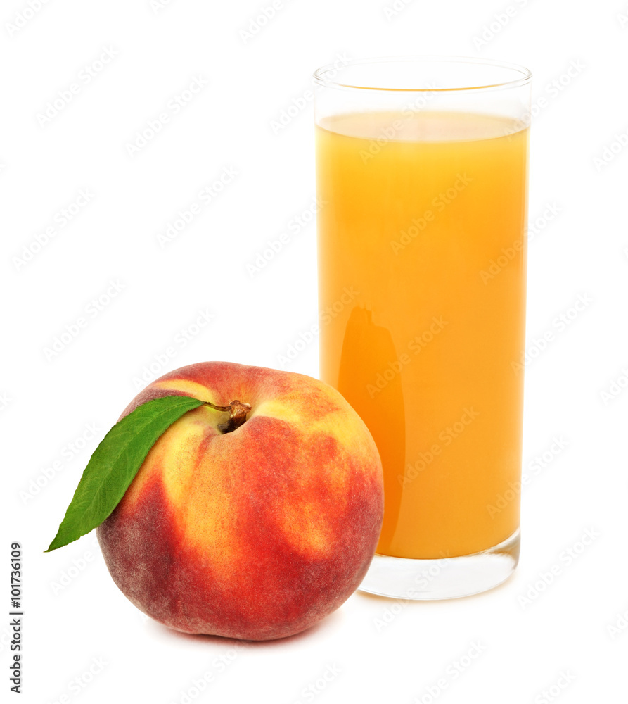 Wall mural glass with peach juice (isolated)