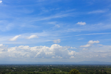 landscape with cloudy on clear blue sky