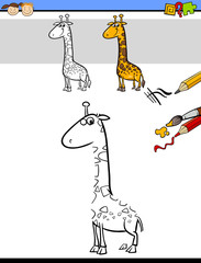 drawing and coloring task with giraffe
