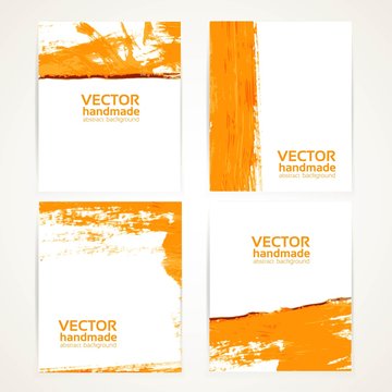 Abstract Orange Brush Texture On  Banner Set 1