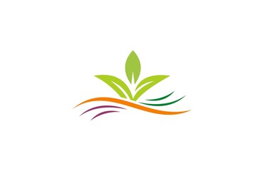 Fototapeta na wymiar green leaf wave ecology logo
