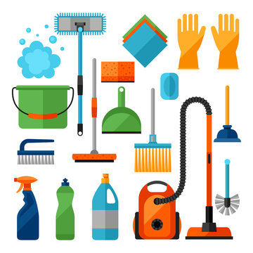 Housekeeping cleaning icons set. Image can be used on banners, web sites, designs