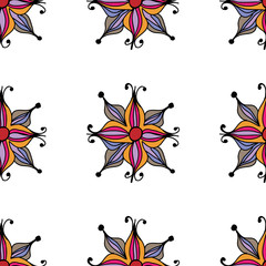 Fototapeta premium vector floral seamless pattern with abstract fruits and flowers