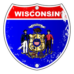 Wisconsin Flag Icons As Interstate Sign