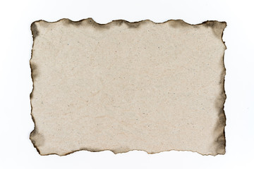 Old Paper with burned edges on white background.