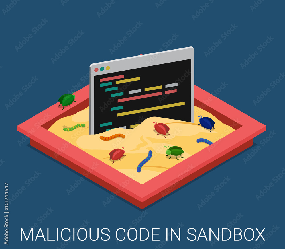 Wall mural malicious software application code flat vector technology