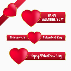 Valentine banners with heart, vector illustration