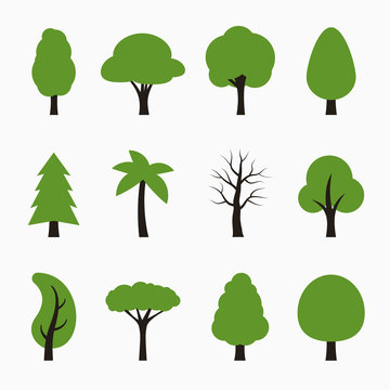 Tree icons set. Vector illustration
