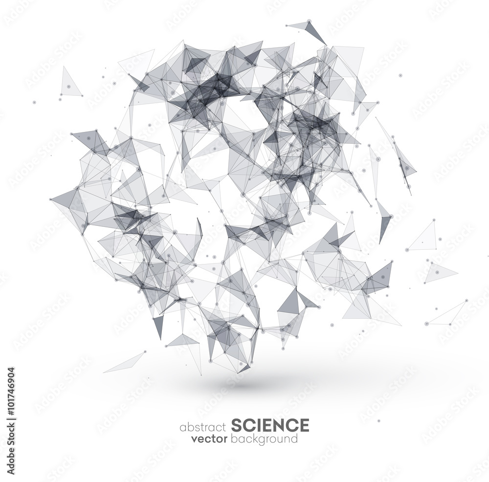 Poster Wireframe mesh polygonal background. 