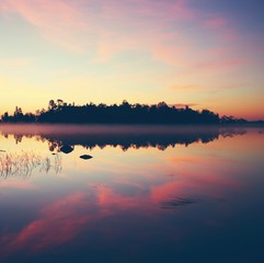 Naklejka premium Vintage colors lake view from Lapland Finland 