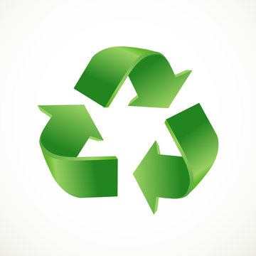 Green recycle symbol isolated on white background