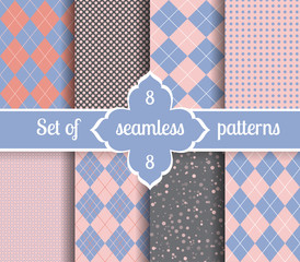 Set rose quartz and serenity geometric Patterns.  2016 colors of the year
