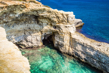 Stacks on the coast of Salento in Italy